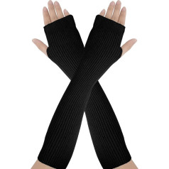 AUYAO Winter Arm Warmers Women's Thermal Knitted Fingerless Gloves Warm Knitted Hand Warmers Unisex Long Arm Warmers Pulse Warmer Child Winter Gloves with Thumb Hole Over (30 ~ 40 cm)