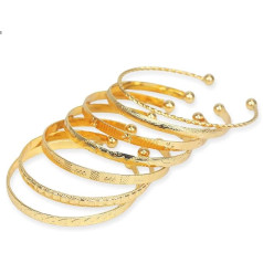 Kotkiddy Gold Bangle Cuff Bracelet Set for Women, Layered Stackable Open Adjustable Bangles, Fashionable Jewellery Gift for Her, gold