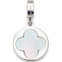 Leonardo Jewels Clip&Mix Lida Pendant Necklace Stainless Steel with Mother of Pearl Clover Design Personalised Back Jewellery Gift for Women 023661, Stainless Steel, No Gemstone