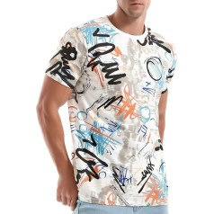 RONOMO Men's Fashion Tie-Dye T-Shirt, Casual Print T-Shirt, Graffiti T-Shirt