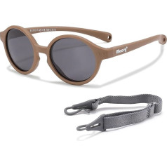 Maesy Baby Sunglasses for 0-2 Years - UV400 Polarised Protection - Flexible and Flexible Frame - Adjustable Elastic Band - Safe and Comfortable Baby Sunglasses - Round - Noah