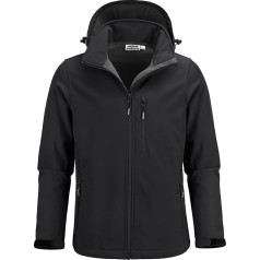 Outdoor Ventures Softshell Jacket Men's Waterproof Breathable Fleece Jacket with Removable Hood Windproof Stand-Up Collar Leisure Jacket for Hiking Cycling Camping