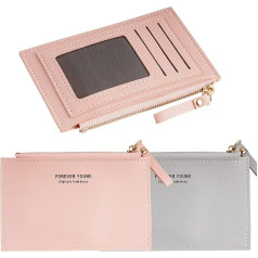 BETESSIN Pack of 2 mini card pockets, Pink and Grey, Elegant