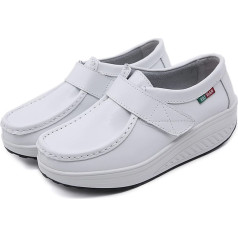 Yytcsjz Comfortable, Adjustable Moccasins for Women, Non-Slip Breathable Women's Care Shoes Made of Leather with Air Cushion, Wipe Clean Non-Slip Flat Hospital Shoes for Hospital