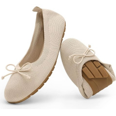 DREAM PAIRS Women's Ballet Flats, Foldable Ballet Flats for Women, Comfortable Lightweight Slip On Knit Shoes with Bow and Round Toe