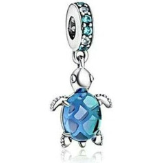 PANDORA Sea Turtle Murano Glass Charm Pendant 798939C01 5.1x16.5x13.4mm Blue, One size, Sterling Silver, Not applicable