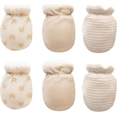 TUONYIS 3 Pairs of Baby Mittens Gloves, Soft Cotton Baby Mittens, Winter Warm Gloves, Newborn Mittens, Wool Lined Gloves for 0-12 Months Baby Boys Girls