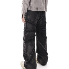 Men's Baggy Jeans Y2K Jeans Wide Leg Skateboard Jeans with Print Casual Jeans Loose Fit Fashion Black Jeans Hip Hop Pockets Y2K Jeans Casual Trousers
