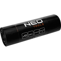 Neo Tools 240 L celtniecības maisi, melni, 10 gab., 60 mic