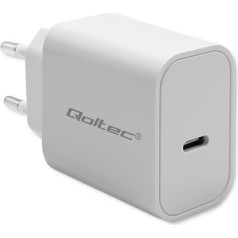 Super ātrs pd lādētājs | usb-c | 20w | 5-12v | 1,67-3a | balts