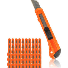 Cutter Knife Pack of 60 Red Office Point | 18 mm Snap-Off Blade | Carpet Knife with Interchangeable Blade | Precise Blade Guide | Also for Crafts (60)