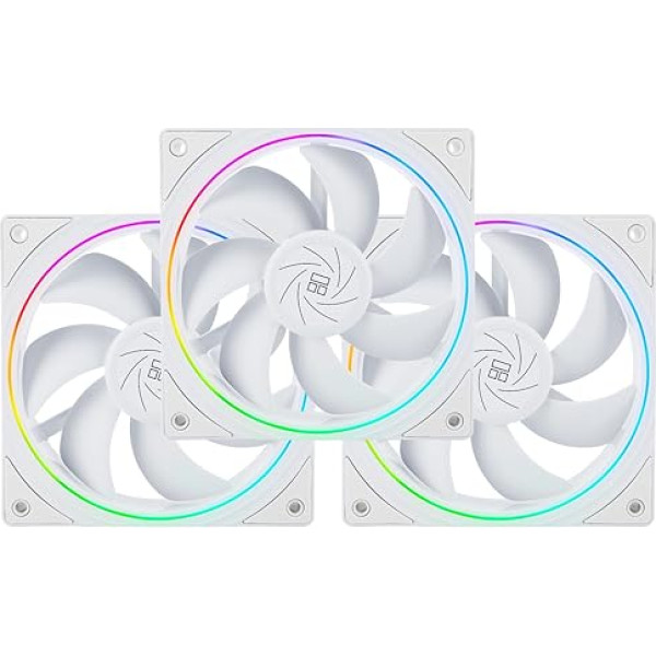 Thermalright TL-S12W CPU Fan 120 mm Case Cooler Fan Comes with ARGB Light Effect, PC PWM Silent Computer Fan with 1500RPM Speed, CPU Cooling Fan, White (Pack of 3)