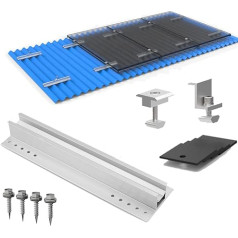 Solar Panel Bracket, Aluminium Mounting System, Trapezoidal Sheet Metal Photovoltaic Mounting Rail, Profile Connector for Solar Photovoltaic PV, Mounting Set 4 x Solar Panels 30 35 mm Thickness