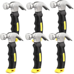 ZOENHOU 6 Pieces 8oz Short Hammers Small Short Hammers with Non-Slip Soft Grip Mini Claw Hammer for Framing Jewelry Making