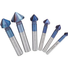 6-Piece Countersink Drill Tungsten Steel Plating HSS Countersink Set, Centre Drill Punch for Wood Metal (6.3 mm, 8.3 mm, 10.4 mm, 12.4 mm, 16.5 mm, 20.5 mm)