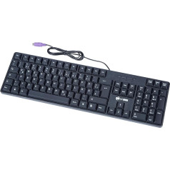 MCSaite 104 Black Standard PS2 Keyboard with Cable with Numeric Keypad - Keyboards (with Stand, Waterproof, QWERTZ German, Compatible with Windows)