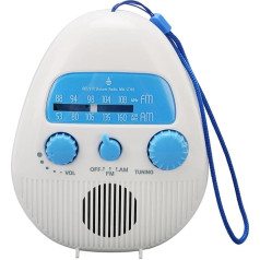 Portable Shower Radio, AM FM Bathroom Radio with Built-in Speaker, Waterproof Radio for Outdoor Bathroom, Battery Operated