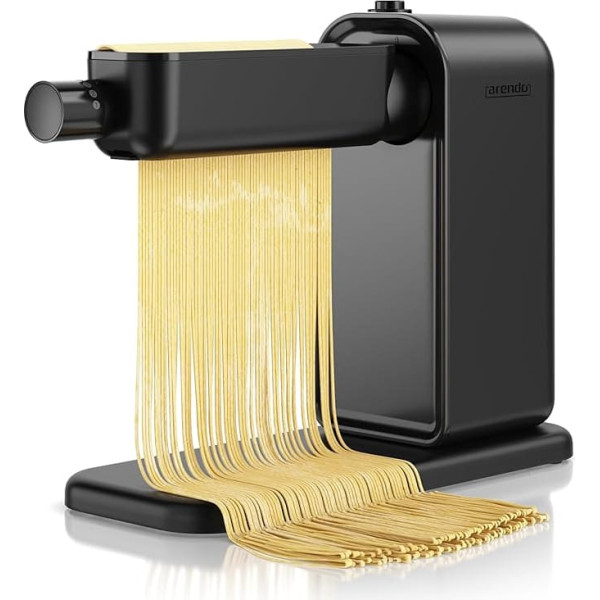 Arendo - Electric Pasta Maker - 5 Strengths Adjustable - 120 Watt - Pasta Roller and 2 x Pasta Cutting Inserts 2 mm and 6 mm - Kneading Machine - Black