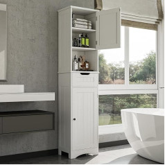Bealife Tall Bathroom Cabinet with Adjustable Shelves, Bathroom Cabinet with Open Compartment, Drawer and Doors for Bathroom, Living Room, Bedroom (White)