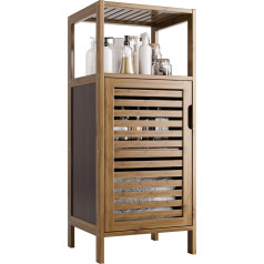 HITNET Bathroom Cabinet, Bamboo Floor Cabinet, Freestanding, 4-Tier Small Storage Cabinet for Living Room, Kitchen, Bedroom, Walnut