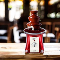 SALCO Chocolate Fountain 3-Tier Stainless Steel Retro Style Chocolate Fondue, 90 Watt, Chocolate Fountain, Metallic Red, for Fruits, Dried Fruits, Biscuits - The Highlight at Every Party