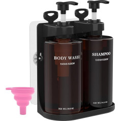 Shampoo- und Spülungsspender, 320 ml, Duschseifenspender, Shampoospender, Duschspender, 2 Kammern, kein Bohren, Shampoo-Spülung, Duschspender (2 x 306 ml)