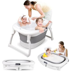 Children's Bathtub Baby Bath (0-9 Years) - Folding Bathtub for the Shower, Baby Bath for Newborns, Folding Bathtub for the Whole Family (Grey)
