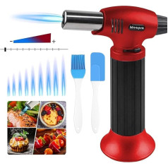 Mini Lighter Kitchen Brûlee Blowtorch with Butane Gas Adjustable Flame and Safety Lock Creme Brulee Torch for DIY Pastry Desserts (No Gas Included)