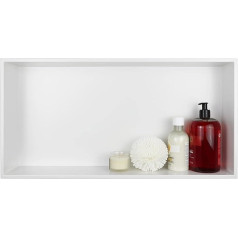 Shower Niche 304 Stainless Steel 60 cm × 30 cm × 10 cm Wall Recess White for Bathroom Storage No Tiles Required Shower Recessed Shower Overmount