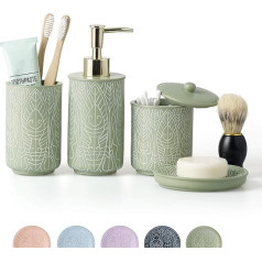 Premium Bathroom Accessory Set, Green, Boho Decor, Accessories para Baños, New Apartment Essentials, Green Toothbrush Holder and Soap Dispenser