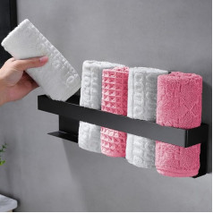 ZUNTO Self Adhesive Guest Towel Rail - Stainless Steel 40cm Black Towel Rail No Drilling Ideal for Bathroom and Kitchen
