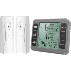 Fridge Thermometer, Freezer Thermometer, Digital Fridge Thermometer Indoor Outdoor with Temperature Alarm, 2 Sensors, Min/Max, Temperature Trend Display, Arrow
