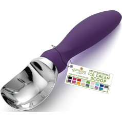 Spring Chef Soft Grip Ice Cream Scoop Professional Heavy Duty Scoop Premium Kitchen Tool for Cookie Dough, Gelato, Sorbet, Purple
