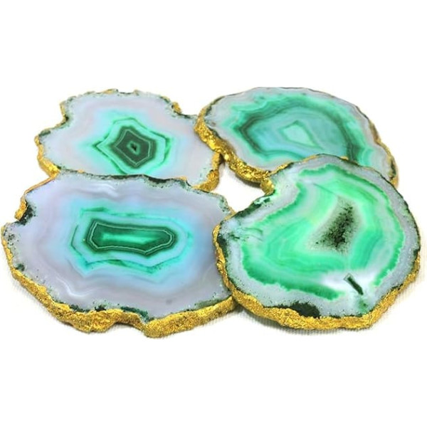 eSplanade Agate Coasters Bar Beer Coffee Tea Coaster - Set of 4 Coasters - Perfect Table Accessories Tableware (Green)
