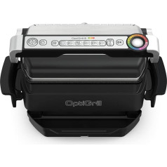 Tefal OptiGrill & Bake Contact Grill with Baking Tray, 6 Programmes, Cooking Level Display, Removable Plates, Electric Grill, Stainless Steel, GC714D10