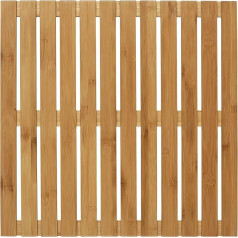 WENKO Indoor & Outdoor Bamboo Bath Grate, 50 x 50 cm