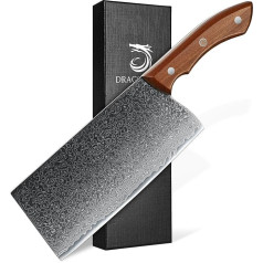 DRAGON RIOT Chopping Knife Sharp, Damascus Knife, Kitchen Hatchet Chinese Chef's Knife 19 cm, Professional Kitchen Knife, Damask, Cleaver Knife with Gift Box