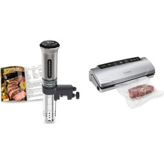 KitchenBoss Sous Vide Garer G300 Stick Precision Cooker • Timer Function • 3D Circulation • Precise Temperature Setting • IPX7 Waterproof • LED Touch Display & CASO VC10 Vacuum Sealer