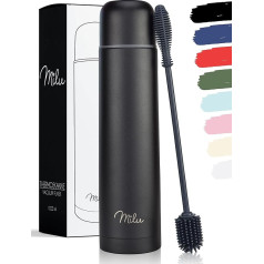 Milu Thermos Flask, Thermos Jug, 1 L, 750 ml, 500 ml, Insulated Stainless Steel Drinking Bottle, 100% Leak-Proof, Double Wall Insulation (Black, 1000 ml)