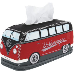 BRISA VW Collection - Volkswagen Neoprene Cosmetic Napkin Dispenser Paper Tissue Box for Bathroom in T1 Bulli Bus Design (Red/Black)