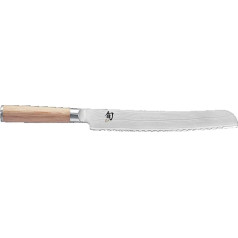KAI Shun Classic White Japanese Bread Knife 23 cm Blade Length - Damascus Knife 32 Layers VG MAX Core - 61 (±1) HRC - Pakka Wood Handle - Made in Japan - Serrated Knife Bread Cutter Forged