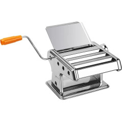Manual Pasta Machine Stainless Steel 6 Adjustable Levels Pasta Machine 2 mm/4.5 mm/8 mm for Spaghetti, Fettuccini, Lasagne