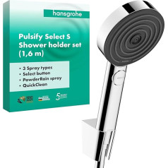 hansgrohe Pulsify Select S Shower Set with Hose and Bracket, Hand Shower with 3 Jet Types Relaxation, Chrome