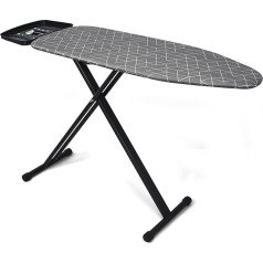Duwee Ironing Board Extra Large with Large Steam Train, Heat Resistant Cover with Thick Double Layers Padding, Adjustable Height, Heavy Sturdy Legs and Foldable, 122 x 43 cm