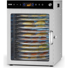 VEVOR Dehydrator, Dehydrator, 12 Stainless Steel Bowls, Electric 800 W Food Dryer with Adjustable Temperature, Freezer Dryer for Dried Meat, Meat, Fruit, Vegetables, Herbs, Dog Treats