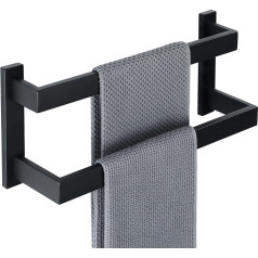 SAYAYO EGOY2400-B Towel Rail Black Towel Rail Multilayer Guest Towel Holder Wall Mounted Stainless Steel Double Bath Towel Holder for Bathroom and Kitchen 40 cm
