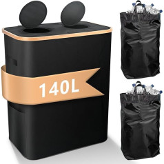 140L Deposit Bottles Collection Container 2 Compartments Bottle Collector Empty Collection Container with 2 Removable Bags Storage Recycling Container (Black)