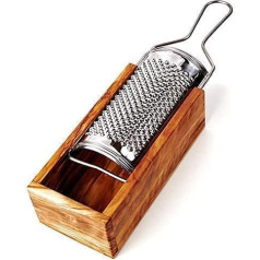 Parmesan Grater with Collection Container Made of Olive Wood, 2-Piece Including Grater: 19 cm x 6 cm x 5 cm