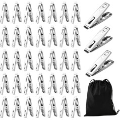 Wäscheklammern aus Edelstahl, strapazierfähig, für den Außenbereich, Metall-Wäscheklammern, Snackbeutel-Clips, Metallwäscheklammern für Wäscheleine, Waschlappen, Socken, Bilder (48)
