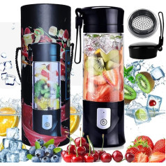 Portable Blender with USB Rechargeable Mini Blender for Smoothie, Milkshake, Fruit Juice, Portable Mixer 350-420 ml with 6 Blades for Sports, Home, Office, Travel, BPA Free